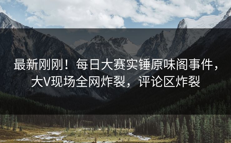 最新刚刚！每日大赛实锤原味阁事件，大V现场全网炸裂，评论区炸裂