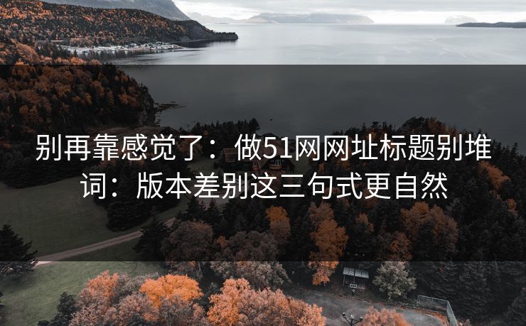 别再靠感觉了：做51网网址标题别堆词：版本差别这三句式更自然
